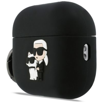 2. Etui Karl Lagerfeld Silicone Karl & Chaupette Head 3D na AirPods Pro 3 - czarne