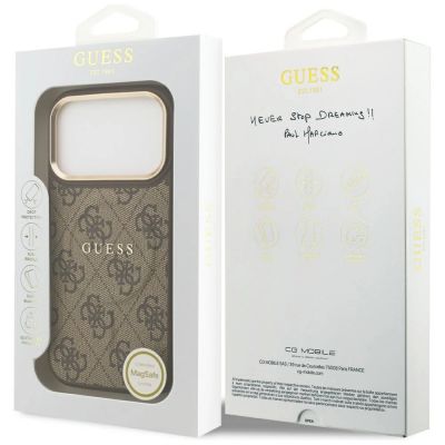8. Etui Guess 4G PU Classic Logo MagSafe na iPhone 17 Pro - brązowe