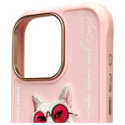 3. Etui Nimmy Glasses Cool Cat na iPhone 16 Pro - różowe