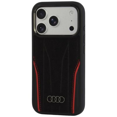 3. Etui Audi R8 Genuine Leather MagSafe na iPhone 18 Pro / 17 Pro - czarno-czerwone