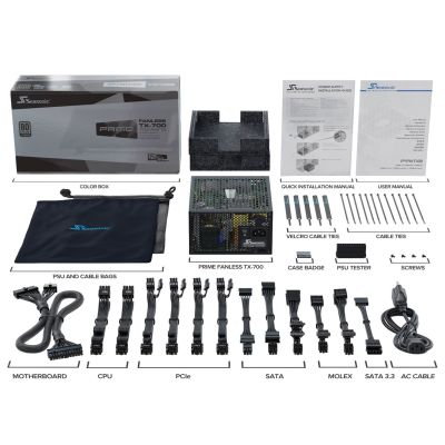 12. Seasonic PRIME Fanless TX moduł zasilaczy 700 W 20+4 pin ATX ATX Czarny