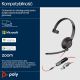 50. POLY Jednouszny zestaw słuchawkowy USB-C Blackwire 5210 + wtyczka 3,5 mm + przejściówka USB-C/A