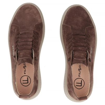 5. Skórzane półbuty damskie zamszowe sneakersy brązowe Filippo DP8343