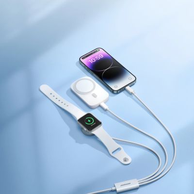 8. Kabel 3 w 1 Joyroom S-IW008 magnetyczna ładowarka USB-A - Lightning/USB-C 1.2m - biały