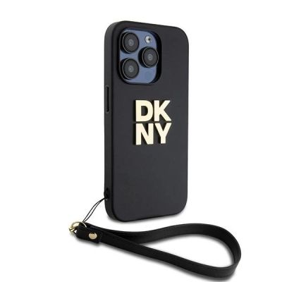 2. Etui DKNY Wrist Strap Stock Logo na iPhone 15 Pro - czarne