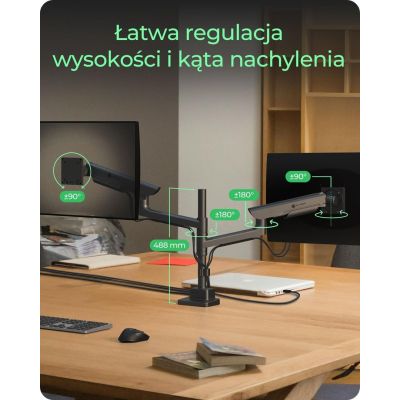 3. ICY BOX IB-MS702-T uchwyt / stojak do monitorów 144,8 cm (57") Biurko Czarny