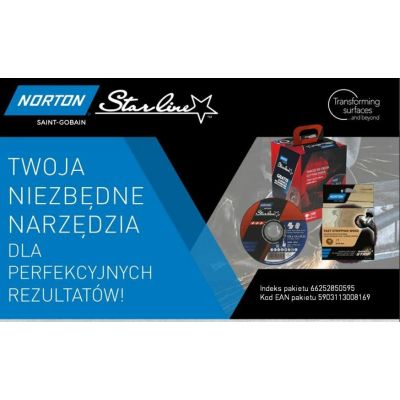 2. NORTON TARCZA.STARLINE 125mmx1,0/100szt WIADERKO+ŚCIERNICA WŁÓKNINOWA
