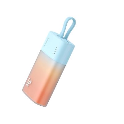 6. Powerbank Baseus Popsicle 5200mAh 20W z wbudowanym kablem Lightning (+ biały kabel Baseus Simple USB-C - USB-C 60W/20V/3A/30cm) - niebiesko-pomarańczowy