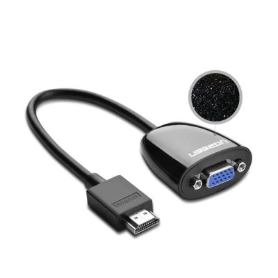 11. Ugreen kabel przewód przejściówka adapter jednokierunkowy z HDMI (męski) do VGA (żeński) FHD czarny (MM105 40253)
