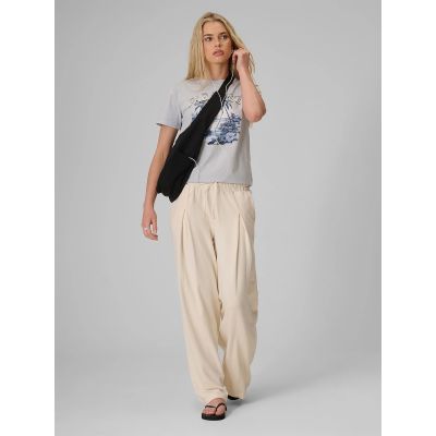 4. T-shirt regular z nadrukiem damski 4F 4FRAW26TTSHF4374-34S