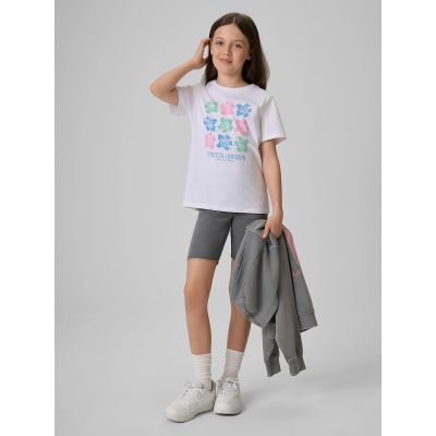 4. T-shirt bawełniany dziewczęcy 4F 4FJRSS26TTSHF3982-11S