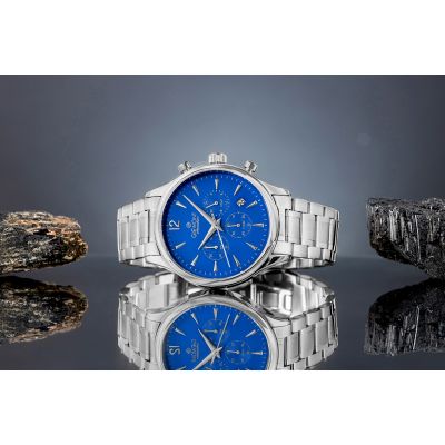 5. Zegarek Męski Giewont Chronograph Sapphire Srebrno Niebieski GW6310-B3