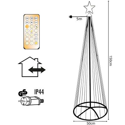 4. CHOINKA DEKORACYJNA 154LED SUPER CIEPŁY BIAŁY 150CM PILOT RAMA CZARNA