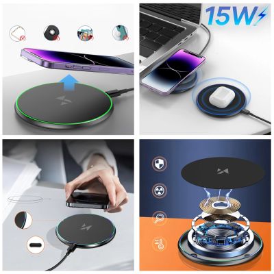 2. Ładowarka indukcyjna Wozinsky WLI-01Y 15W Qi z kablem USB-C - czarny
