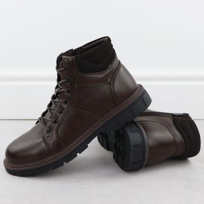 4. Botki męskie ocieplane trzewiki na suwaki brązowe VanHorn  AN71307