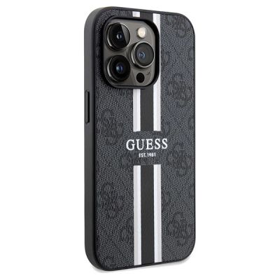4. Etui Guess 4G Printed Stripes MagSafe na iPhone 15 Pro Max - czarne