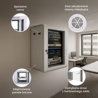 4. EXTRALINK SZAFA RACK WISZĄCA 12U 600X450 SZARA