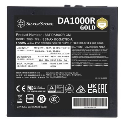 5. Silverstone DA1000R Gold moduł zasilaczy 1000 W 20+4 pin ATX ATX Czarny