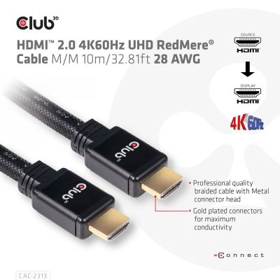 13. CLUB3D HDMI 2.0 4K60Hz RedMere cable 10m/32.8ft