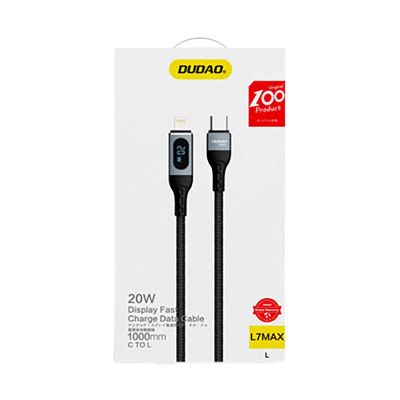 5. Dudao kabel USB Typ C - Lightning szybkie ładowanie PD 20W 1m czarny (L7MaxL)