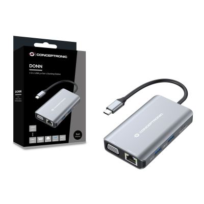 4. Conceptronic DONN21G stacja dokująca Przewodowa USB 3.2 Gen 1 (3.1 Gen 1) Type-C Szary