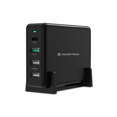 8. Conceptronic OZUL01B ładowarka do urządzeń przenośnych Uniwersalne Czarny Prąd przemienny Szybkie ładowanie Wewnętrzna