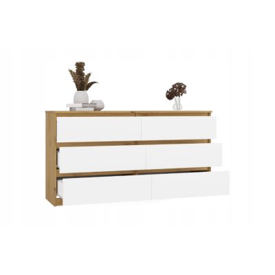 4. M6 MALWA KOMODA 140 CM 6 SZUFLAD ART/BIEL KOMPLET