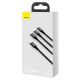 7. Kabel Baseus Rapid Series 3w1 USB-C - USB-C / Lightning / micro USB 20W PD 1.5m - czarny