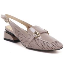 Skórzane sandały damskie lakierowane beżowe Artiker 56C1996