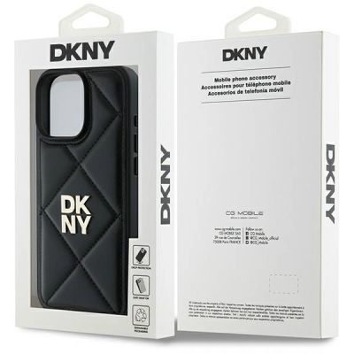8. Etui DKNY Quilted Stack Logo na iPhone 16 Pro - czarne