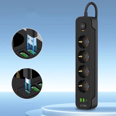 3. Listwa zasilająca Tech-Protect PCL4X3 4 gniazda 240V + 2xUSB-A + 1xUSB-C 200 cm - czarna
