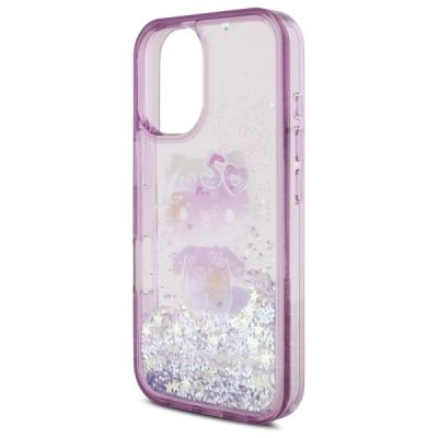 6. Etui Hello Kitty Liquid Glitter 50TH Anniversary Party na iPhone 16 - fioletowe