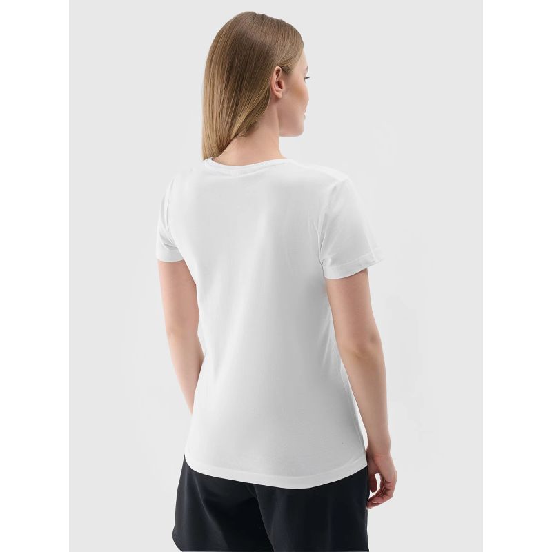 2. T-shirt slim z nadrukiem damski 4F 4FRSS24TTSHF2499-10S