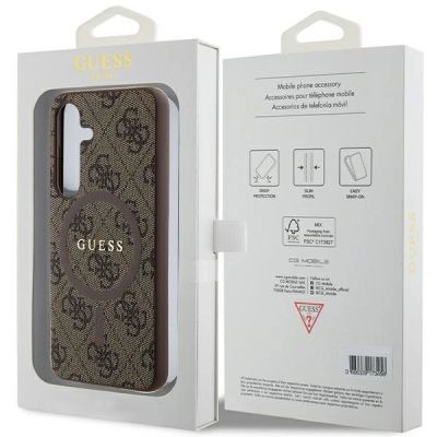 8. Etui Guess 4G Collection Leather Metal Logo MagSafe na Samsung Galaxy S24 - brązowe