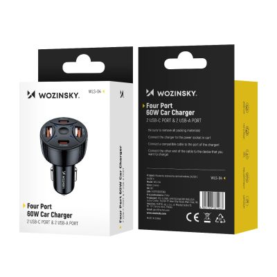 4. Ładowarka samochodowa Wozinsky WLS-04 60W 2xUSB-C 2xUSB-A - czarna