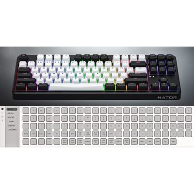 16. HATOR Rockfall 3 TKL Wireless klawiatura Uniwersalne USB + RF Wireless + Bluetooth QWERTY Angielski Biały