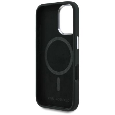 7. Etui Karl Lagerfeld Silicone Heart Sign Logo MagSafe na iPhone 16 - czarne