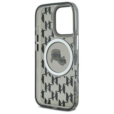 7. Etui Karl Lagerfeld IML Monogram Karl & Choupette Head MagSafe na iPhone 16 Pro - czarne