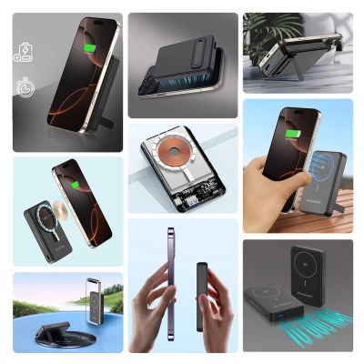 8. Powerbank Wozinsky WLWP-10KA0Y3S 22,5W PD Qi2 10000 mAh, z podstawką, 1x USB-A, 1x USB-C - czarny