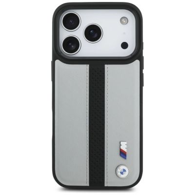 3. Etui BMW M Perforated Stripe Logo MagSafe na iPhone 17 Pro - szare