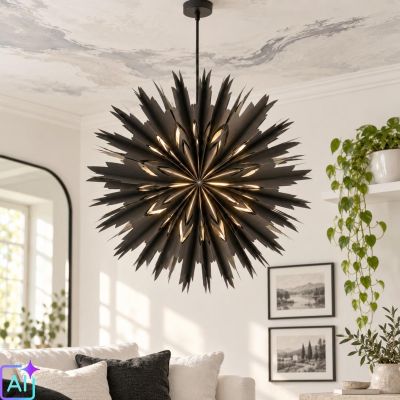 7. PŁATEK ŚNIEGU DEKORACJA WISZĄCA PAPIEROWA ŚR 50CM MICA - CZARNY