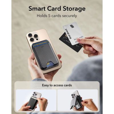 5. Portfel magnetyczny ESR Classic RFID Magnetic Wallet Stand MagSafe na telefon - czarny