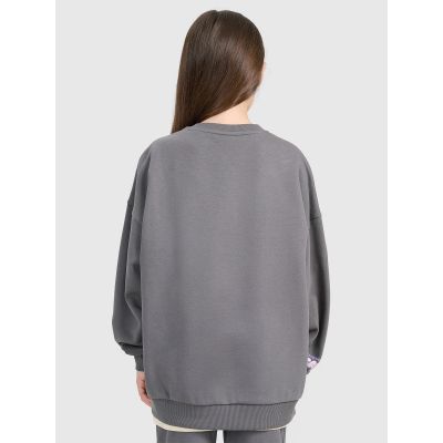 3. Bluza dresowa oversize nierozpinana bez kaptura dziewczęca 4F 4FJRAW25TSWSF2438-22S