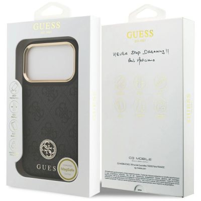 8. Etui Guess 4G Strass Logo MagSafe na iPhone 17 Pro - czarne