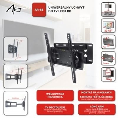 3. UCHWYT DO TV LCD/LED AR-86 ART 32-63" 30KG reg. pion/poziom 64cm