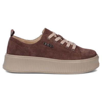 2. Skórzane sneakersy damskie na platformie brązowe Filippo DP7982