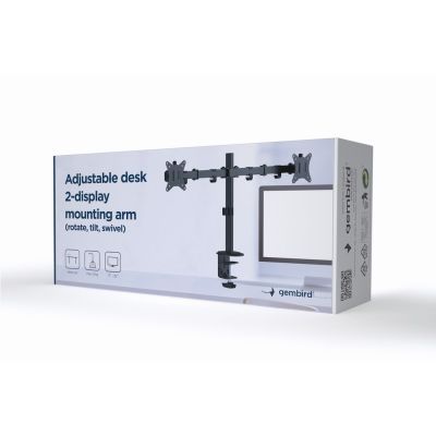 GEMBIRD BIURKOWE REGULOWANE RAMIĘ/UCHWYT NA 2 MONITORY 17-32, 100X100MM, DO 9KG