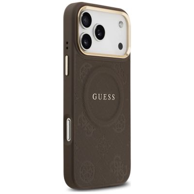 4. Etui Guess Peony Hot Stamp MagSafe na iPhone 18 Pro Max / 17 Pro Max - brązowe