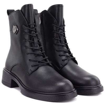 8. Skórzane botki damskie workery czarne D&A S.Barski MK62-7014