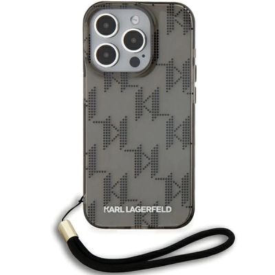 2. Etui Karl Lagerfeld IML Mono KL Pattern & Cord na iPhone 15 Pro Max - czarne